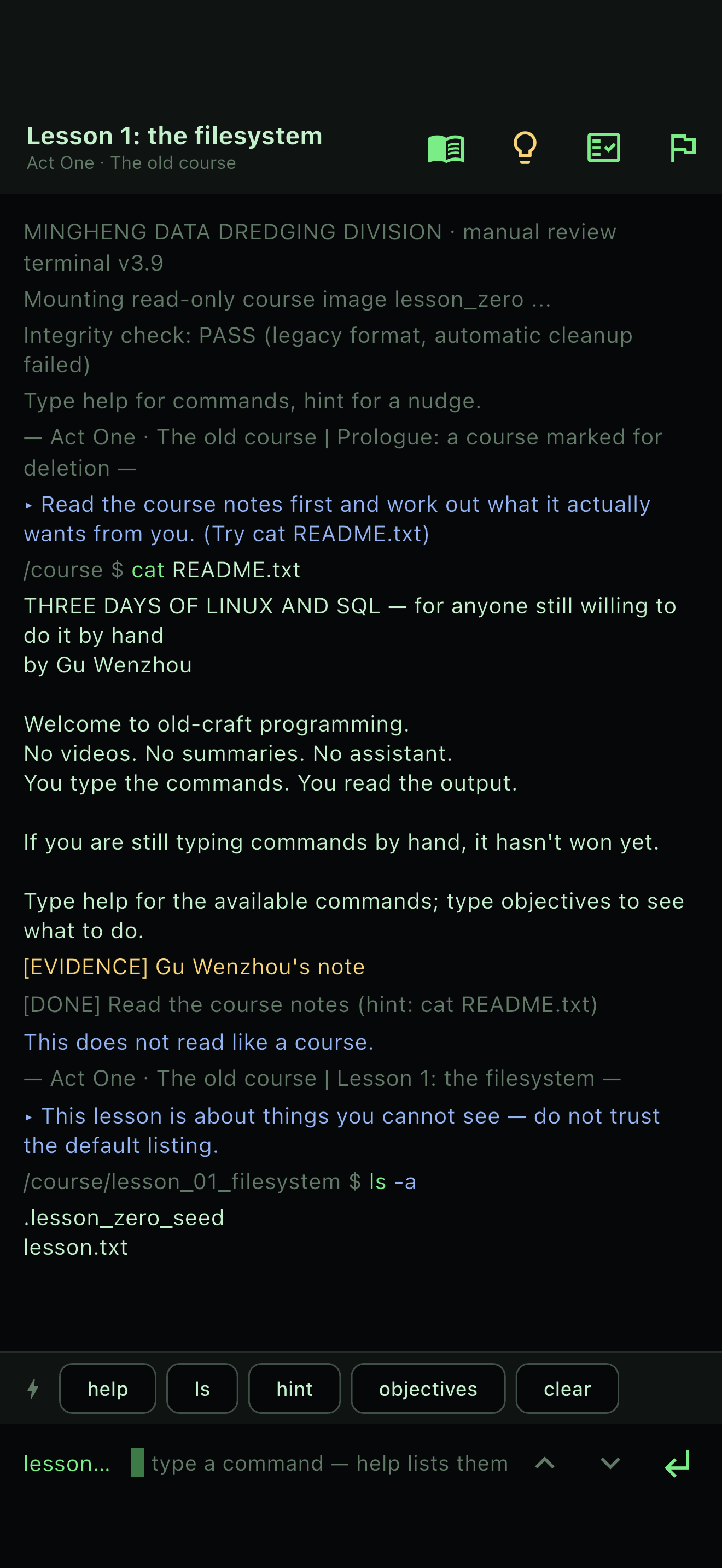 ls -a shows a hidden directory the plain listing left out