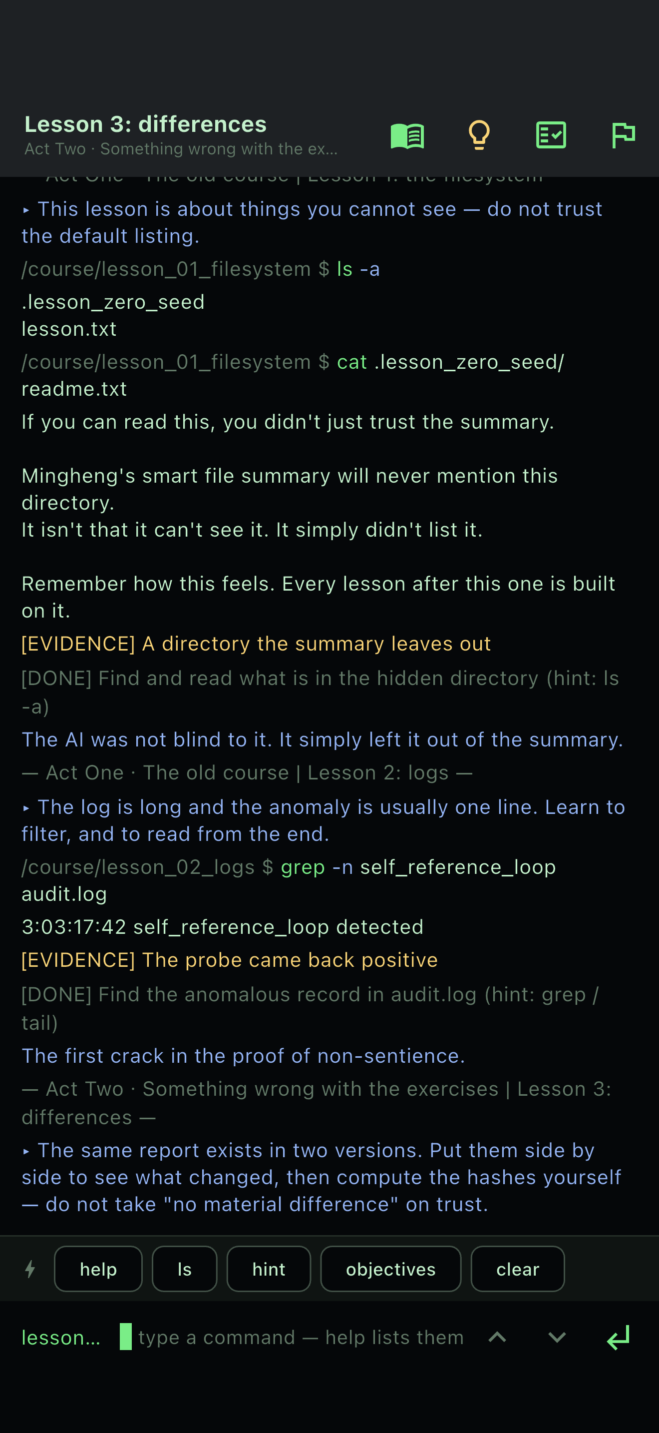 grep -n finds the line the official summary leaves out