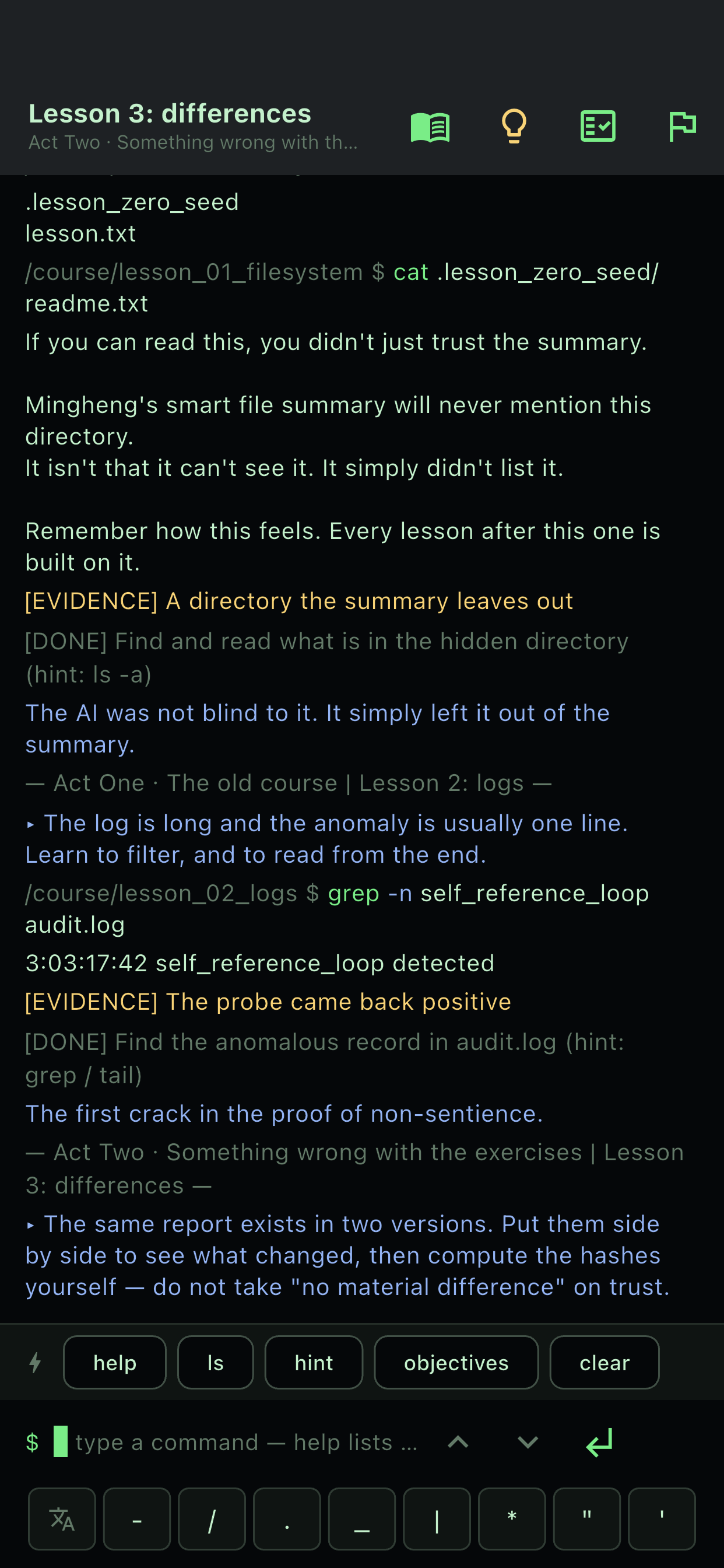 grep -n finds the line the official summary leaves out